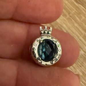 Pandora Silver Charm with Blue Stone